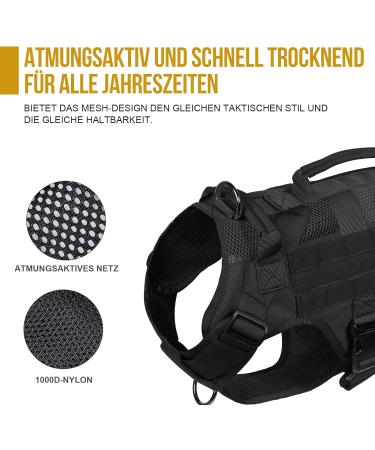 Oneigris No-Pull Dog Harness - Ultra Breathable Adjustable Safety Vest for Large/Medium Dogs - 2 Handles - Black (L: Neck 45-63cm Chest 68-91cm) - Buy Online on GoSupps.com