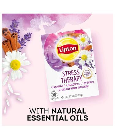 Lipton Stress Therapy Herbal Tea Bags - Cinnamon Chamomile Lavender Blend, 15 Count (Pack of 4) - Buy Online on GoSupps.com