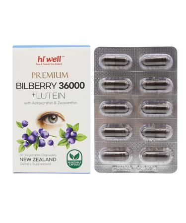Hi Well Premium Bilberry 36000 + Lutein 12mg 60Vegtarian Capsules