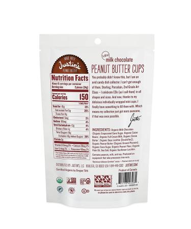 Justin's Organic Mini Milk Chocolate Peanut Butter Cups - Gluten-Free, Rainforest Alliance Certified Cocoa - 6 Stand-Up Bags (4.7 oz Each) - Buy Online on GoSupps.com