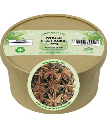 Natural Health 4 Life Star Anise 200 grams in Kraft Tub (1 Tub)