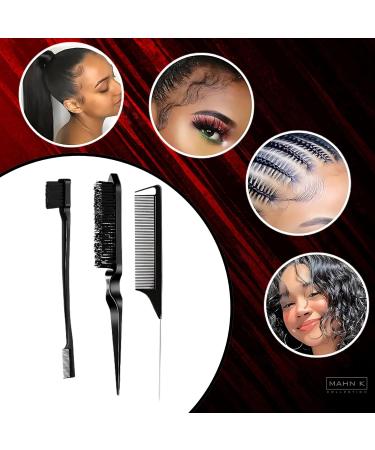 Edge Control Hair Wax and 3 Smoothing Brushes | Ultra Hold Gummy Wax 150ml Gummy Hair Gel for Men and Women Mahn K Collection Smoothing Back Brush Set for - Buy Online on GoSupps.com