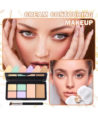 6 Colors Correcting Concealer Palette Contouring Highlighting Concealer Palette Makeup Kit with Brush Foundation Makeup Cream Contour Palette(01#) - Buy Online on GoSupps.com