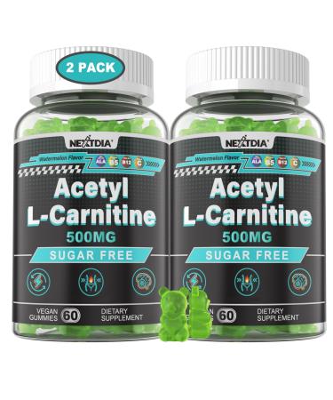 Boost Energy Naturally Acetyl L-Carnitine 500mg Gummies with Alpha-Lipoic Acid 400mg B5 B12 Vitamin C | Acetyl L Carnitine Supplement for Energy Focus| Vegan 120 Chews 60 Servings 60 Count (Pack of 2)