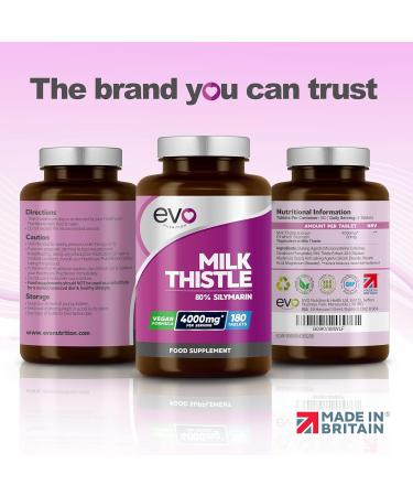 Milk Thistle Tablets 4000mg - 180 Vegan Tablets - Liver Support Supplement with 80% Silymarin - Made in UK - Buy Online on GoSupps.com