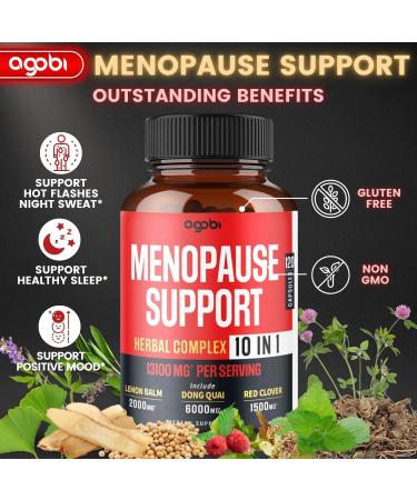 Agobi Menopause Support for Women Health 13100 Mg - 10in1 with Dong Quai & Red Clover - Balance Body & Mood - 120 Capsules - Buy Online on GoSupps.com