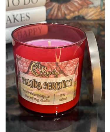 Sakura Serenity Hand-Pour Scented Candle - 8oz | 50-60+ Hour Burn | Aromatherapy for Calm & Peace | Red & Pink - International Shipping Available - Buy Online on GoSupps.com