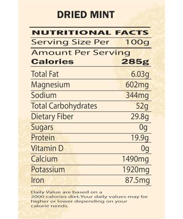 Premium Quality Worldwide Mint Dried Mint Leaves (100g/3.52oz) - 100% Natural - Buy Online on GoSupps.com