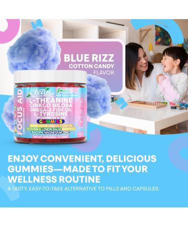 Clean Nutra Kids Focus Gummies with L-Theanine Ginkgo Biloba Omega-3 Fish Oil L-Tyrosine Vitamin B6 B12 60 Count Clean Label Non-GMO Vegan-Friendly SmartyPop Formula for Kids Support - Buy Online on GoSupps.com