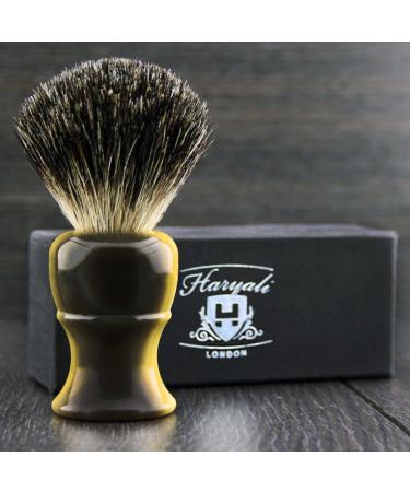 Pure Black Badger Hair Shaving Brush Men's Shaving Brush in Imitation Horn Handle