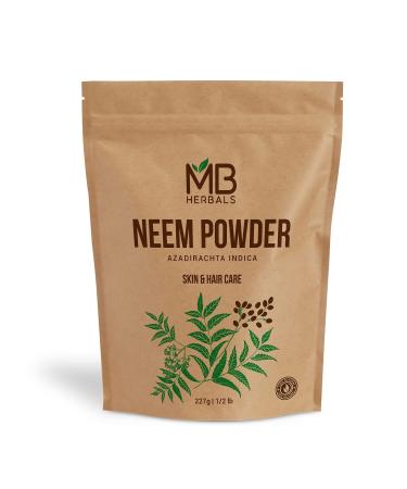 MB Herbals Pure Neem Powder 227 Gram | Half Pound / 8 Oz | Pure Wild-Crafted Neem Leaf Powder | Very Bitter Neem Supplement for Skin Hair & Detox | Azadirachta Indica - Buy Online on GoSupps.com