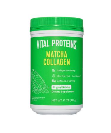 Vital Proteins Matcha Collagen Peptides Powder Supplement, L-theanine & Caffeine, Matcha Green Tea Powder, 12oz, Original Flavored