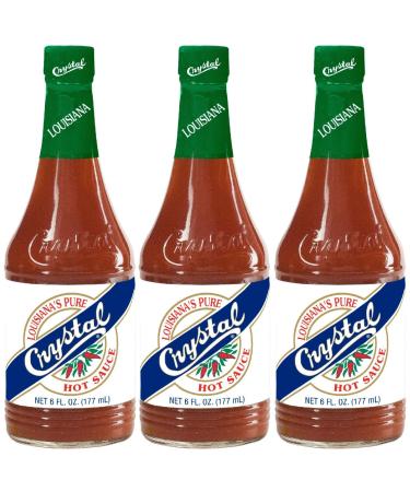 Crystal Hot Sauce Louisiana's Pure Hot Sauce 6 oz (Pack of 3) Hot,Hot Sauce 6 Fl Oz (Pack of 3)