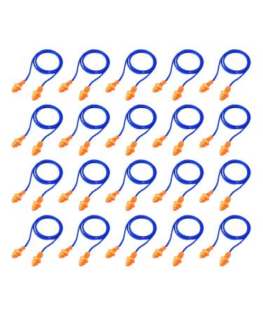 20 Pairs Corded Ear Plugs Reusable Silicone Earplugs with String Banded Ear Plug Sleep Noise Cancelling for Hearing Protection (Blue)