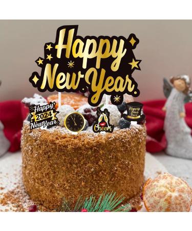 Happy New Year cake Topper 73pcs Black Gold 2024 cupcake toppers for 2024 new Year's Eve party Decoration suppiles - Buy Online on GoSupps.com