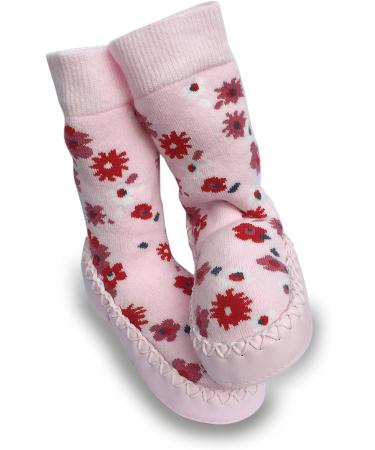 Mocc Ons Washable Leather Sole Slipper Socks (6-12 Months Floral Ditsy) - Buy Online on GoSupps.com
