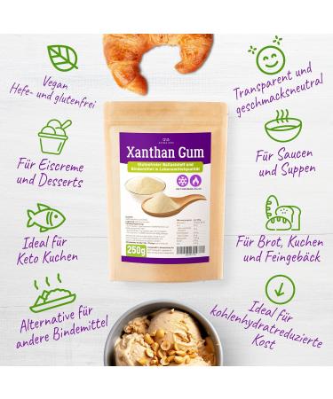 Xanthan Gum Powder 250g | Vegan & Gluten-Free Stabilizer for Ice Cream Soups & Sauces | Food Quality Binder - Buy Online on GoSupps.com