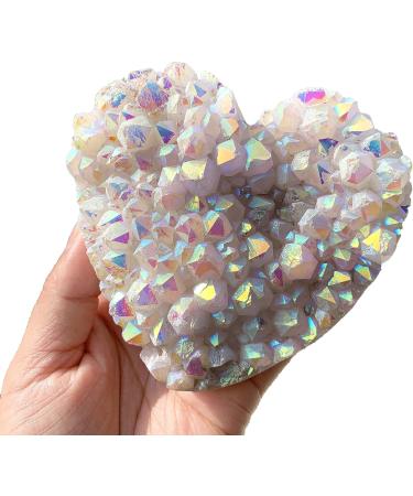 Room Decoration Gemstones for Decoration Natural Rainbow Aura Cluster Hearts Raw Crystal Cluster Heart Shape for Decoration Aura Crystal (Size : 550-600g) - Buy Online on GoSupps.com