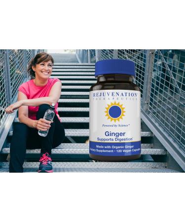 Rejuvenation Therapeutics Organic Ginger - Digestive Function Support (120 Vegan Capsules 500 mg) - Buy Online on GoSupps.com