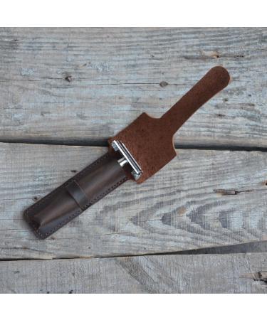JJNUSA Handmade Leather Travel Bag for Double-Cut Razors | Old Fashioned Shaving Accessories for Men - Brown Razor Plane Case - Buy Online on GoSupps.com