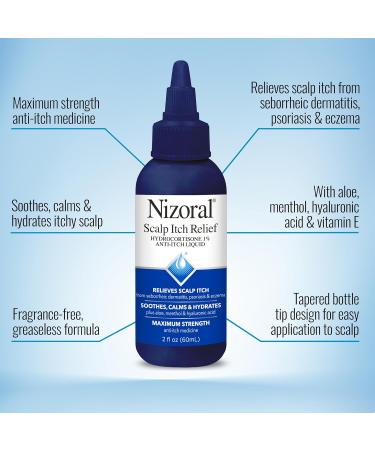 Nizoral Scalp Itch Relief Liquid - Maximum Strength Hydrocortisone 1% | Soothes Calms & Hydrates Scalp Itch | 2 Fl Oz - International Shipping Available - Buy Online on GoSupps.com