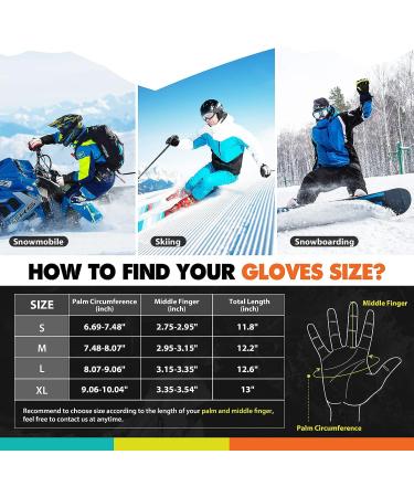 Hikenture Waterproof Insulated Ski Gloves - Men Women Snowboard Gloves for Extreme Cold Weather - Large Grey - Buy Online on GoSupps.com