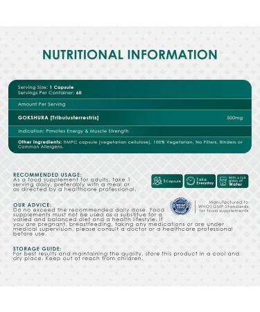 AMBROSIAL Gokshura Tribulus Terrestris High Strength 500 mg per Capsule | Tribulus Terrestris Extract Capsules for Men & Women | Herbal Supplement for Energy & Immunity (Pack of 1-60 Capsules) 60 Count (Pack of 1) - Buy Online on GoSupps.com