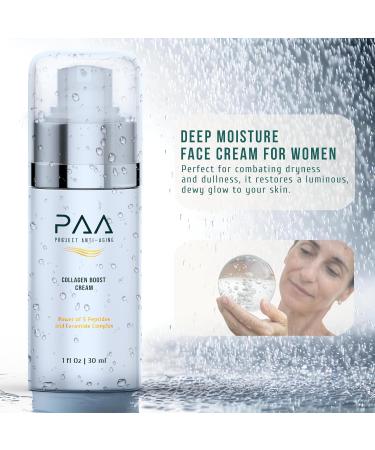 Collagen Boost Cream with 5 Peptides Complex Ceramides Hyaluronic Acid Anti-Aging Face Moisturizer - Buy Online on GoSupps.com