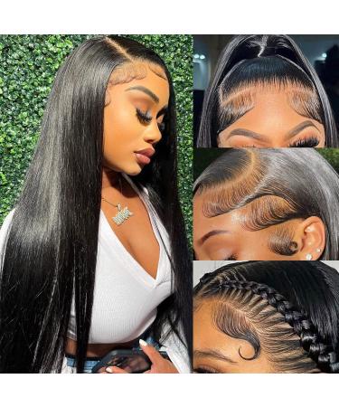20 Inch Lace Front Wigs Human Hair Straight Frontal Wigs Human Hair HD Lace 150% Density Pre Plucked Bleached Knots Lace Front Wig for Balck Women Human Hair Glueless 13x4 lace Front Wigs Human Hair 20 Inch 13x4 Lace Fro...
