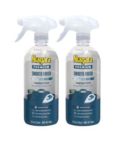 NIAGARA Spray Starch (22 Oz, 2 Pack) Trigger Pump Liquid Starch for Ironing, Non-Aerosol Spray on Starch, Reduces Ironing Time, No Flaking, Sticking or Clogging, Biodegradable Ingredients, Recyclable Original Hold 2 Pack
