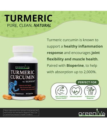 Greenive Turmeric Curcumin with BioPerine 90 Capsules - 46X Higher Absorption, Exclusively on Amazon - Buy Online on GoSupps.com