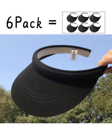 6 Pack Adjustable Clip On Sun Visor Hat for Women Men - Wide Brim Cap for Golf Tennis Beach - Black - Buy Online on GoSupps.com