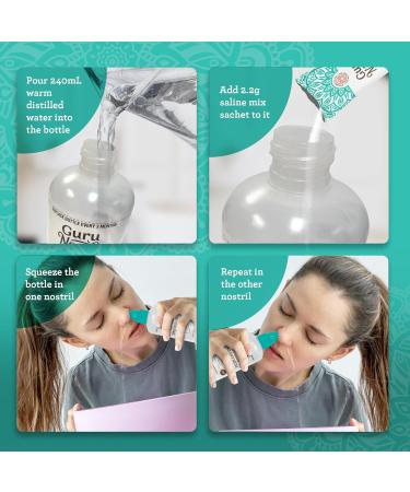 GuruNanda Sinus Rinse Bottle - Comfort Tip for Natural Nasal Irrigator Relief for Adults & Kids - 240ml Capacity 1 Count Sinus Rinse Bottle - Buy Online on GoSupps.com