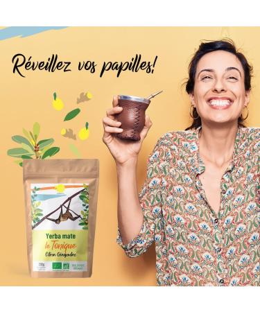 Origeens Organic Yerba Mate Tea with Lemon and Ginger 200g - Le Tonique | Energizing Detox Drink with Organic Unroasted Yerba Mate Leaves | Ginger Lemon Flavor - Buy Online on GoSupps.com