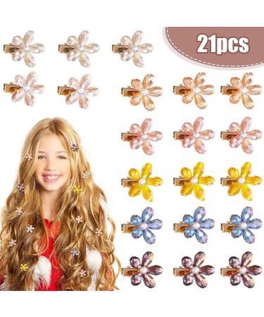 21-Piece Simple Colors Flower Crystal Hair Clips Set for Women and Girls - Mini Crystal Barrettes and Hairpins - Hair Accessories - Buy Online on GoSupps.com