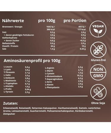 BREKKY Choco Protein Shake Vegan Ingr dients 100 % naturels Sans dulcorant Parfait comme shake & pour les recettes Prot ines v g tales de qualit sup rieure Petit d jeuner & - Buy Online on GoSupps.com