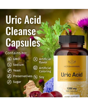 Organic Uric Acid Support Capsules with Tart Cherry, Celery & Turmeric - Joint Function & Body Cleanse - Vegan & Non-GMO - 1200mg, 100 Capsules - Buy Online on GoSupps.com