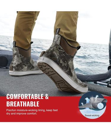 Piscifun Men's Waterproof Fishing Deck Boots - Anti-Slip Rubber, Neoprene Lining, Camo 10 - Buy Online on GoSupps.com