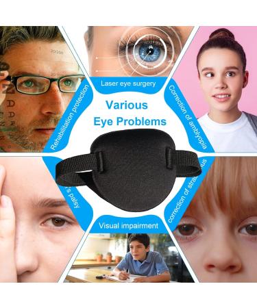 AMZVIO 3D Medical Eye Patches for Adults & Kids - Adjustable Black Eyepatch for Lazy Eye & Post-Cataract Surgery - Buy Online on GoSupps.com