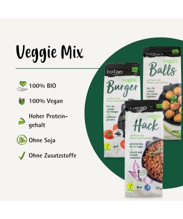 Lotao Vegan Meat Replacement Set - Organic Soy-Free Veggie Hack Burger & Balls - 3 Varieties for Healthy Meat Alternatives - Buy Online on GoSupps.com