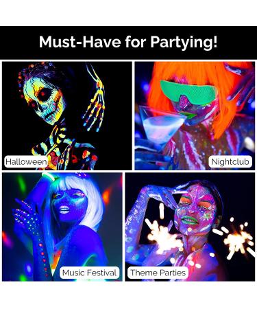 Neon Face Paint Set - Nontoxic & Washable UV Glow Body Paint with Brush - Glow in the Dark Paint for Halloween, Festivals & Parties - 8 Vibrant Colors - Buy Online on GoSupps.com