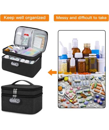 Travel Medicine Organizer Bag with Combination Lock - Lockable Pill Bottle & Prescription Medication Storage Solution - Buy Online on GoSupps.com
