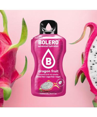 Bolero DRAGON FRUIT 24x3g | Sugar Free Juice Powder Sweetened with Stevia + Vitamin C | for Kids & Sports | Gluten Free Veg - Buy Online on GoSupps.com