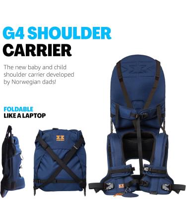 MiniMeis G4 Baby Shoulder Carrier - Foldable Child Carrier with Back Support - Up to 18 kg in Blue/Black - International Shipping Available - Buy Online on GoSupps.com