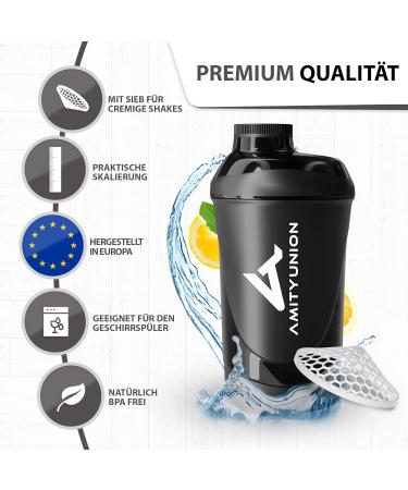 Buy Original Fitness 800ml Protein Shaker with Sieve - BPA Free Scale & Excecacy-proof Design for Creamy Whey Protein Shakes - Deluxe Black - Buy Online on GoSupps.com