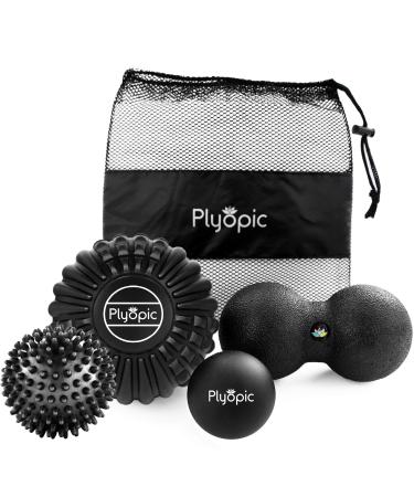 Plyopic Massage Ball Set – for Deep Tissue Muscle Recovery, Myofascial Release, Trigger Point Therapy, Mobility and Plantar Fasciitis Relief Deep Tissue Massage Ball Set - Black