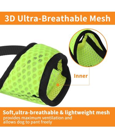 Yaodhaod XL Green Dog Muzzle - Breathable Mesh Loop to Prevent Eating Biting & Chewing - Ideal for Large Breeds - Buy Online on GoSupps.com