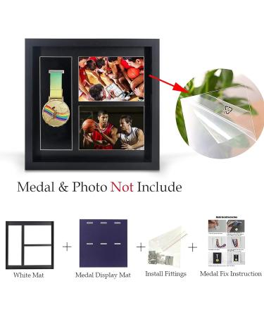 Iheipye Large Medals Display Shadow Box - 6 Medal Display Case - Ideal for Military, Runners, Marathon Winners - Black 12x12 - Buy Online on GoSupps.com