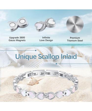 Jeracol Titanium Steel Magnetic Bracelet for Women - Infinite Love Design | 3800 Gauss Magnets | Silver-Scallop | Includes Remove Tool & Gift Box - Buy Online on GoSupps.com