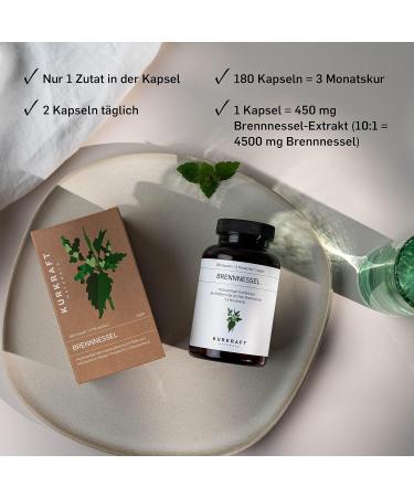 Kurkraft Nettle Extract - 180 Vegan Capsules - 900mg High Dose (10:1) - Pure No Additives - Premium Quality Made in Germany - Buy Online on GoSupps.com